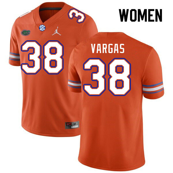 Women #38 Sebastian Vargas Florida Gators College Football Jerseys Stitched-Orange - Click Image to Close